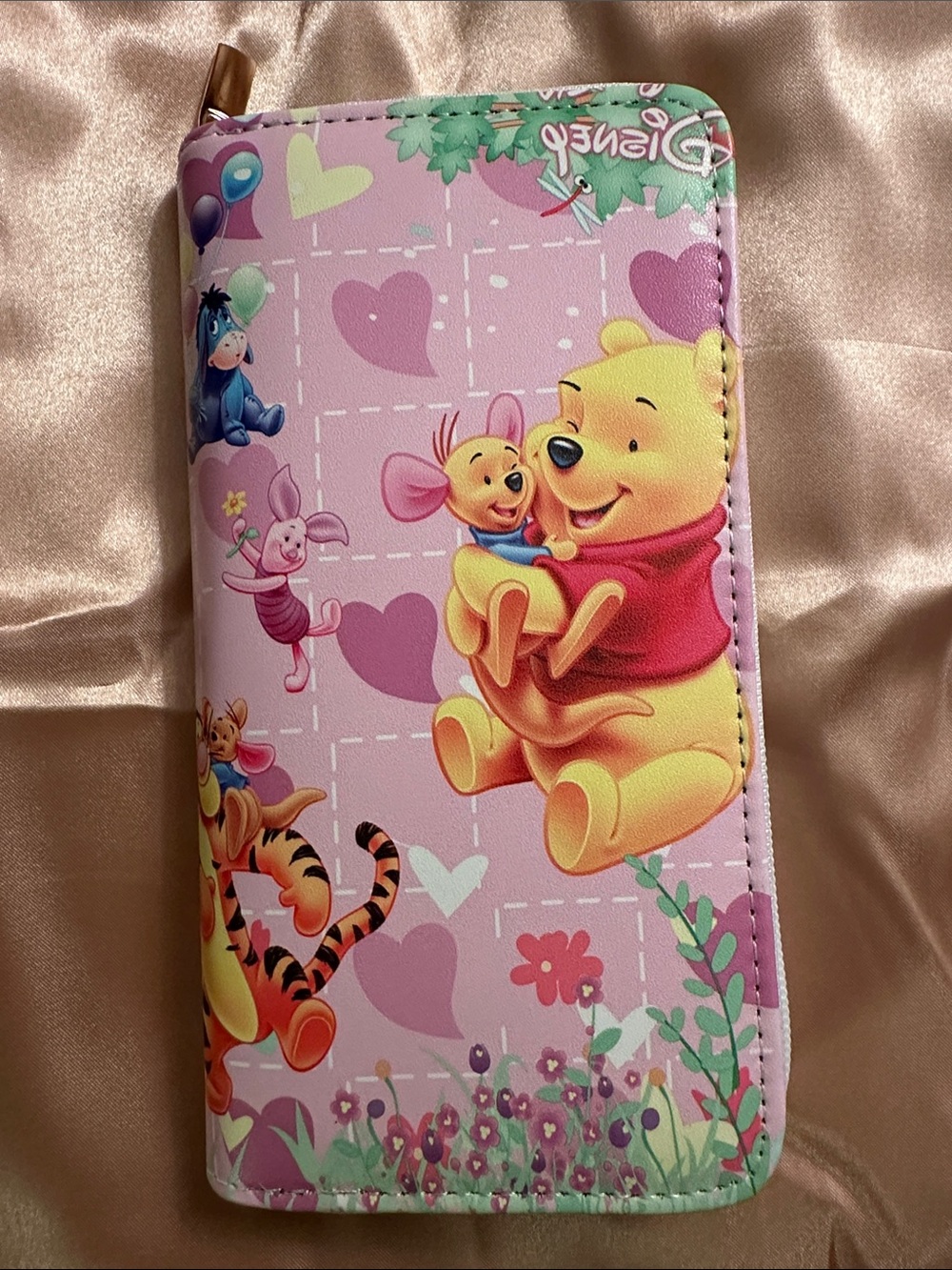 Disney Inspired Pink Winnie the Pooh Character Zip Wallet- NWOT